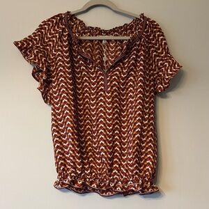 NWT Max Studio Flutter Short Sleeve Blouse (Size: Small)